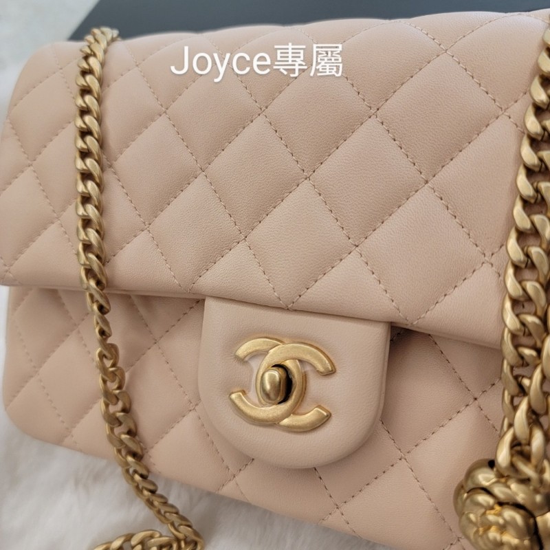 ❤️出售：香奈兒23s山茶花鍊條包 蜜桃粉杏色 CF23-2