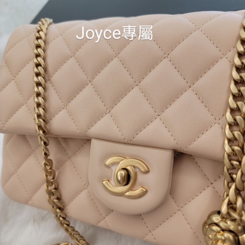 ❤️出售：香奈兒23s山茶花鍊條包 蜜桃粉杏色 CF23-5