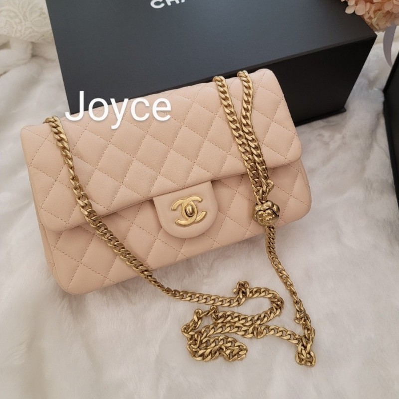 ❤️出售：香奈兒23s山茶花鍊條包 蜜桃粉杏色 CF23-7