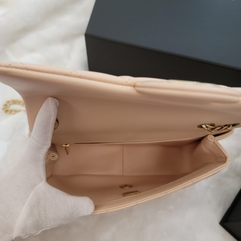 ❤️出售：香奈兒23s山茶花鍊條包 蜜桃粉杏色 CF23-14