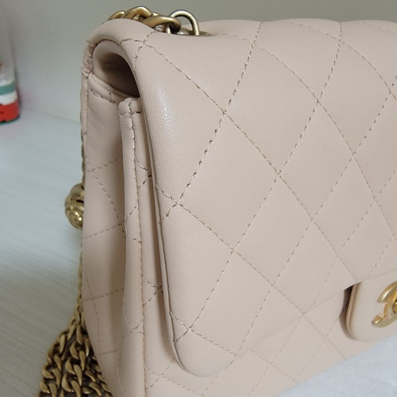 ❤️出售：香奈兒23s山茶花鍊條包 蜜桃粉杏色 CF23-16