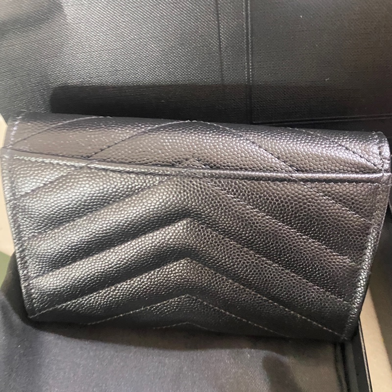 SAINT LAURENT  YSL MONOGRAM粒面壓紋皮革小型信封錢包-2