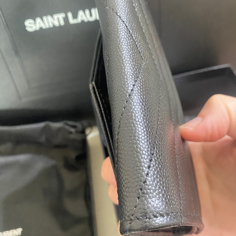 SAINT LAURENT  YSL MONOGRAM粒面壓紋皮革小型信封錢包-3