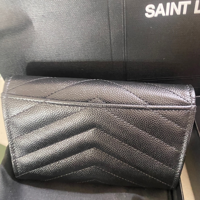 SAINT LAURENT  YSL MONOGRAM粒面壓紋皮革小型信封錢包-5