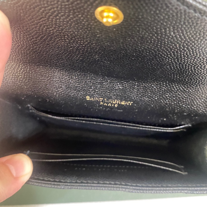 SAINT LAURENT  YSL MONOGRAM粒面壓紋皮革小型信封錢包-6