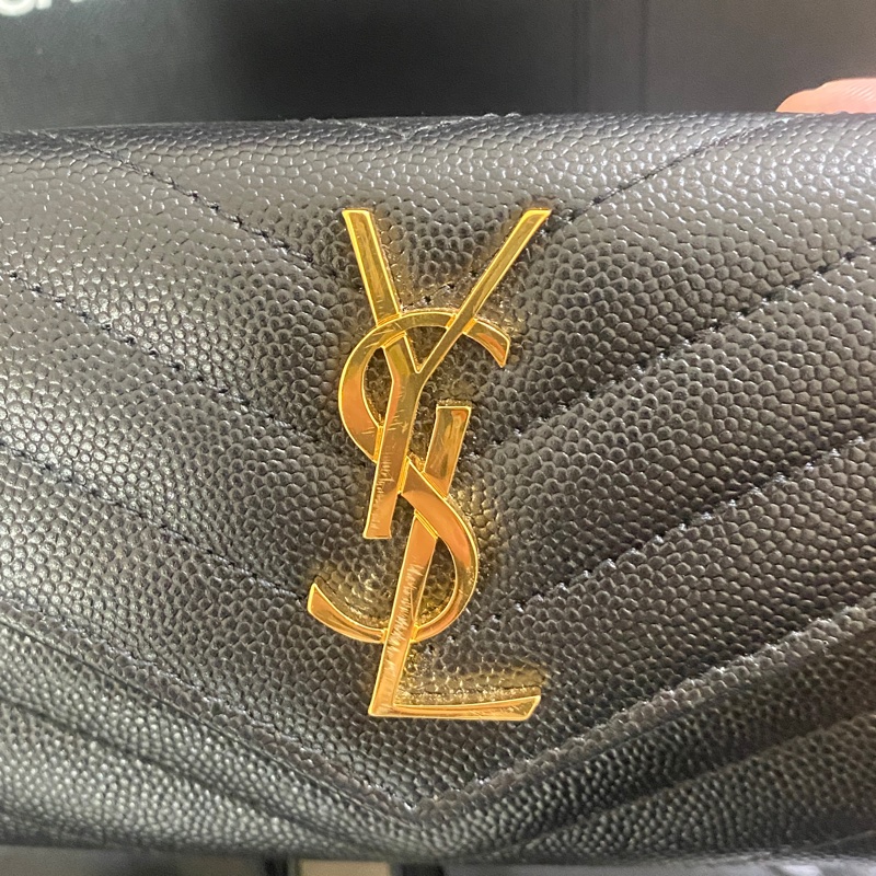 SAINT LAURENT  YSL MONOGRAM粒面壓紋皮革小型信封錢包-11