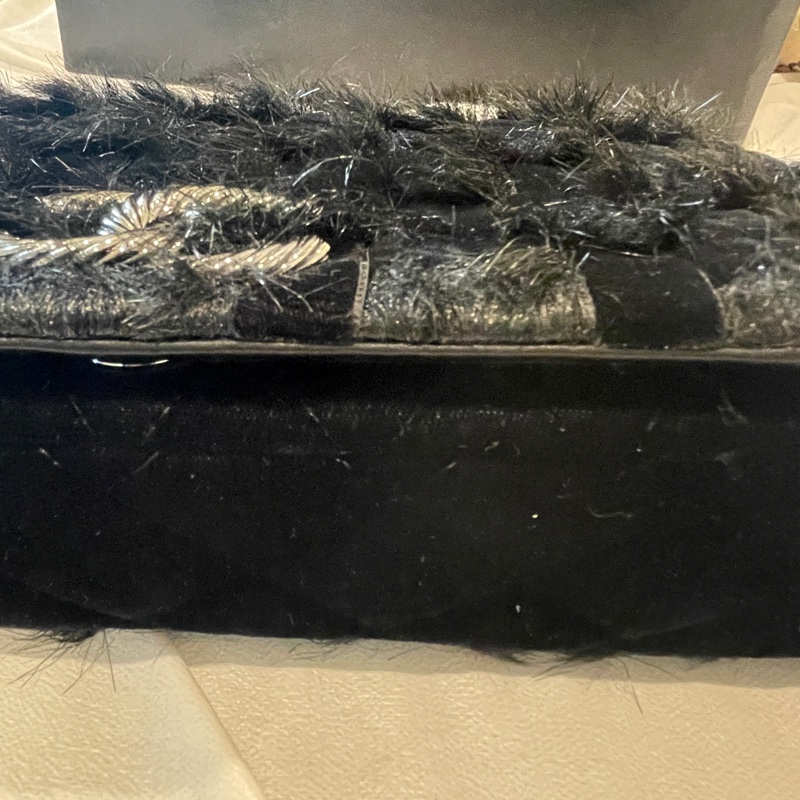 稀有毛草拼接工藝🏅超美釋出❤️❤️❤️ 香奈兒黑色拼接毛草鏈帶包 稀有毛草拼接翻蓋肩背包-24