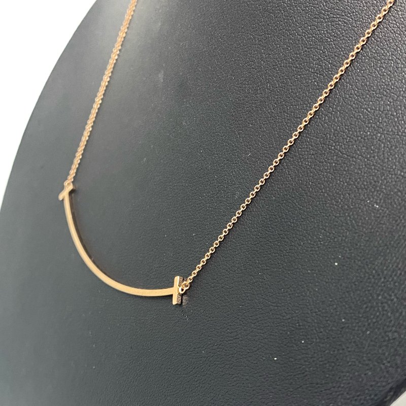 △ Tiffany & Co. 蒂芙尼 Large T Smile 18K Rose Gold Necklace 大號微笑18K玫瑰金頸鏈 - 247000495-2