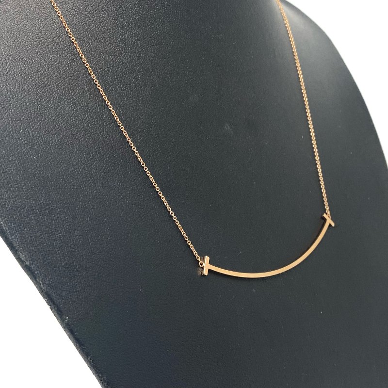△ Tiffany & Co. 蒂芙尼 Large T Smile 18K Rose Gold Necklace 大號微笑18K玫瑰金頸鏈 - 247000495-3