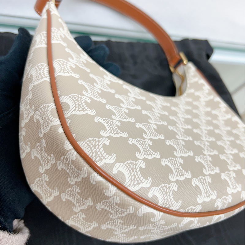 Celine Ava Medium 腋下包中號 米灰色-5