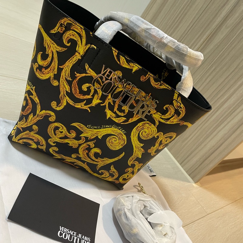 Versace 凡賽斯 全新品 黑標金花托特 手提包/斜背包-1