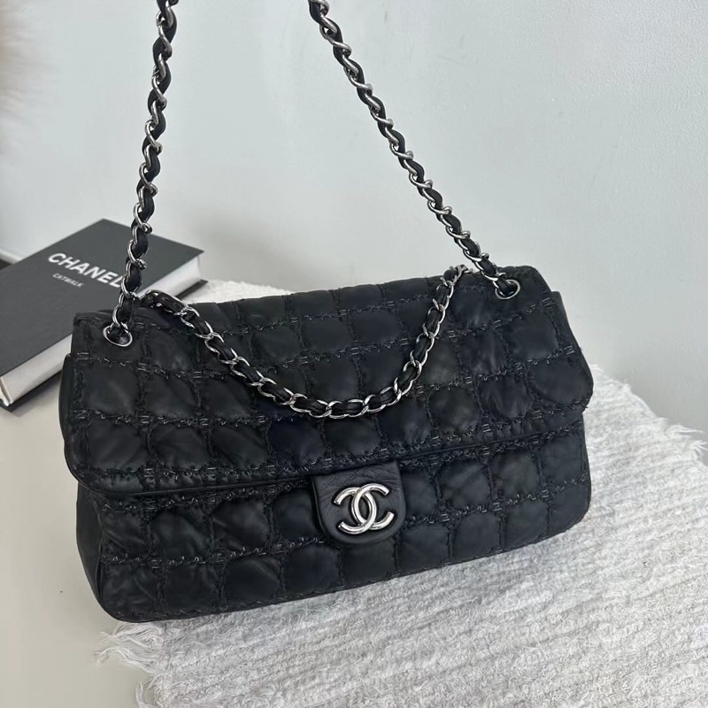 香奈兒 Chanel 毛呢外縫線泡芙機場包xl-5