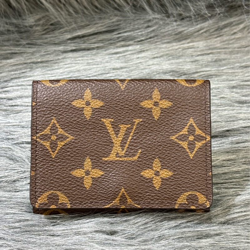 LV M63801 老花 原花 咖皮 金釦 名片夾 卡包 皮夾 零錢包 卡夾-5