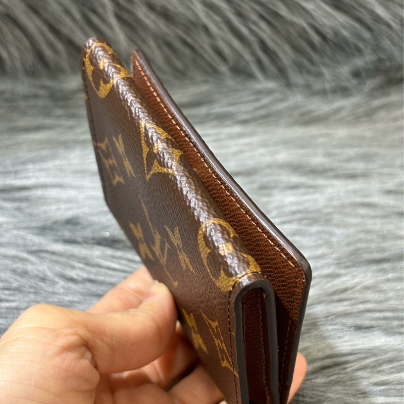 LV M63801 老花 原花 咖皮 金釦 名片夾 卡包 皮夾 零錢包 卡夾-11