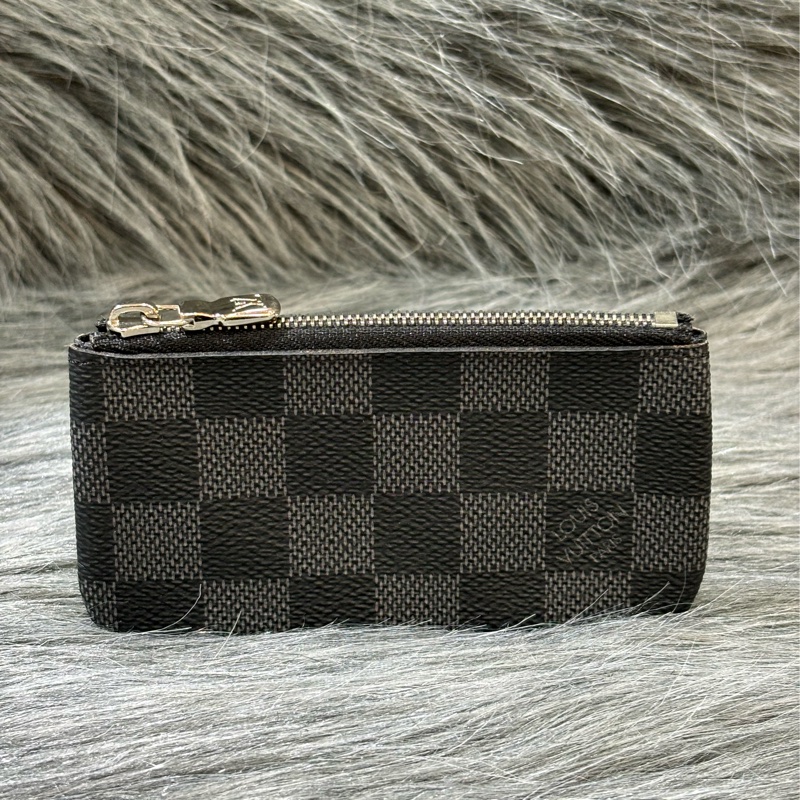 LV N60155 黑色 棋盤格 銀釦 key 零錢包 鑰匙包 錢包-1