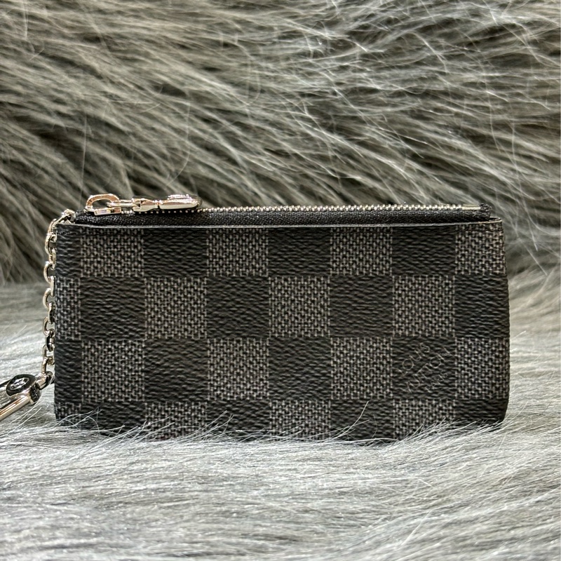 LV N60155 黑色 棋盤格 銀釦 key 零錢包 鑰匙包 錢包-5