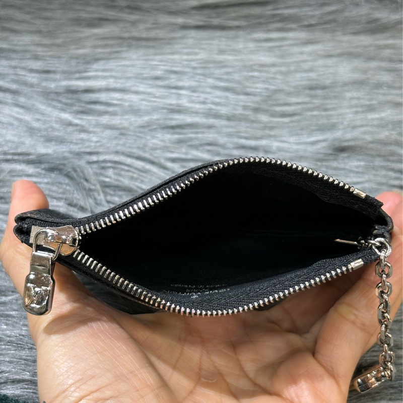 LV N60155 黑色 棋盤格 銀釦 key 零錢包 鑰匙包 錢包-12