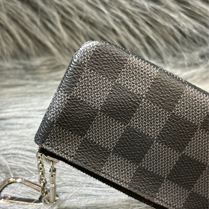 LV N60155 黑色 棋盤格 銀釦 key 零錢包 鑰匙包 錢包-17