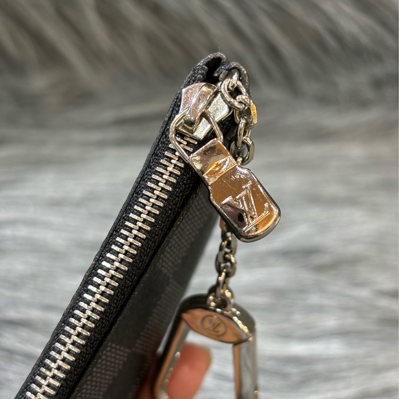 LV N60155 黑色 棋盤格 銀釦 key 零錢包 鑰匙包 錢包-18