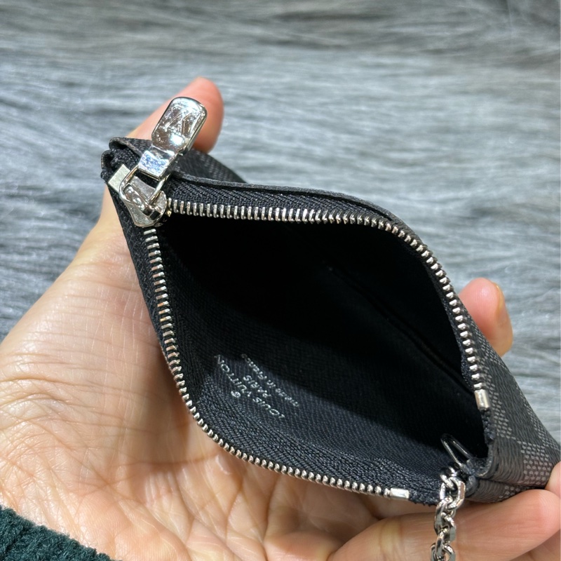 LV N60155 黑色 棋盤格 銀釦 key 零錢包 鑰匙包 錢包-13