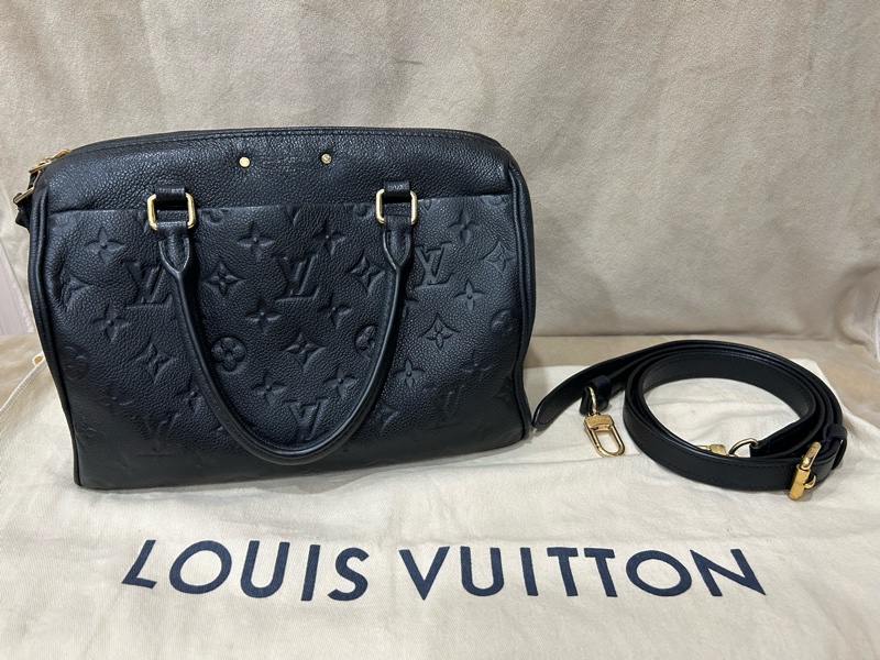 LV Speedy25 全皮壓紋 手提包/斜背包/側背包 M40762 9成新-0