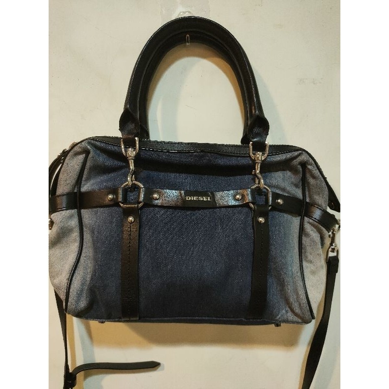 🎉超級年中慶♥️限時一週瘋狂降♥️（6/23結束）【8成新】㊣✨DIESEL✨丹寧 漸層 經典 牛仔 皮革 波士頓包 手提包 肩背包/二手包/保證正品🌳二手樹屋🌳-1