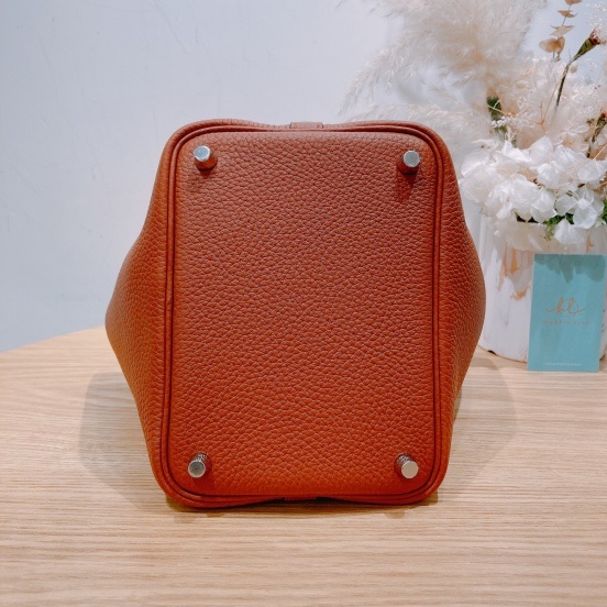 愛馬仕菜籃子 南瓜色 手柄雙拼南瓜/三文魚色Picotin 18 TC-3