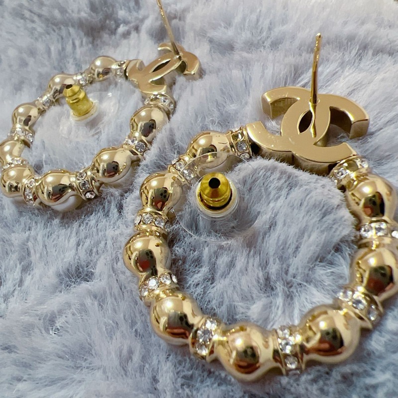 Chanel Black Pink Jennie 同款珍珠耳環-3