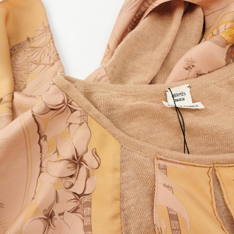 Hermes 桑蠶絲圓領印花連衣裙34碼-3