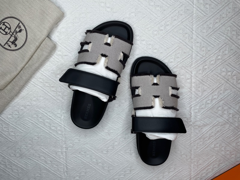 全新愛馬仕HERMES 二舅拖鞋 最新款 拼色帆布-1