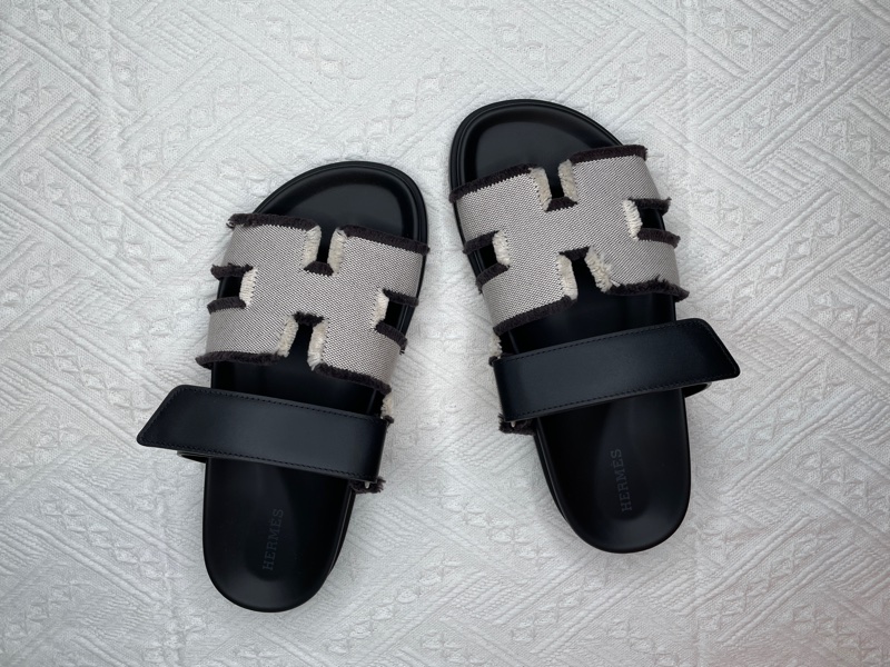 全新愛馬仕HERMES 二舅拖鞋 最新款 拼色帆布-2