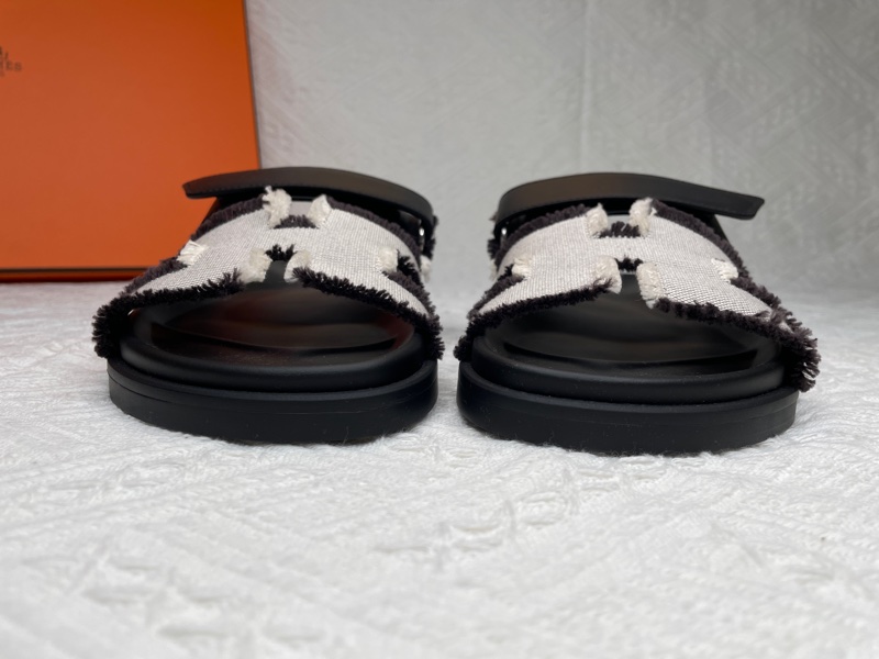 全新愛馬仕HERMES 二舅拖鞋 最新款 拼色帆布-3