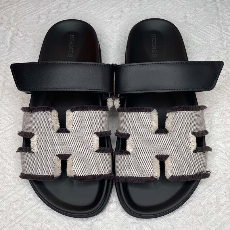 全新愛馬仕HERMES 二舅拖鞋 最新款 拼色帆布-6