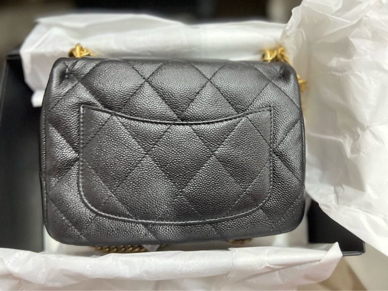 CHANEL香奈兒 愛心金球鏈條方胖子包 20公分荔枝皮-11