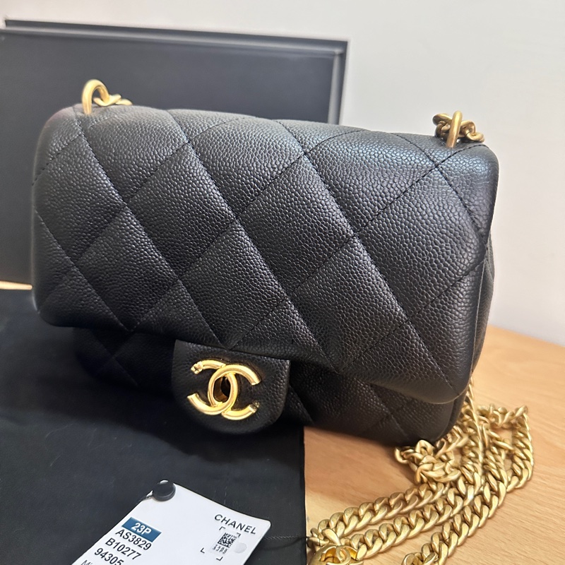 CHANEL香奈兒 愛心金球鏈條方胖子包 20公分荔枝皮-4