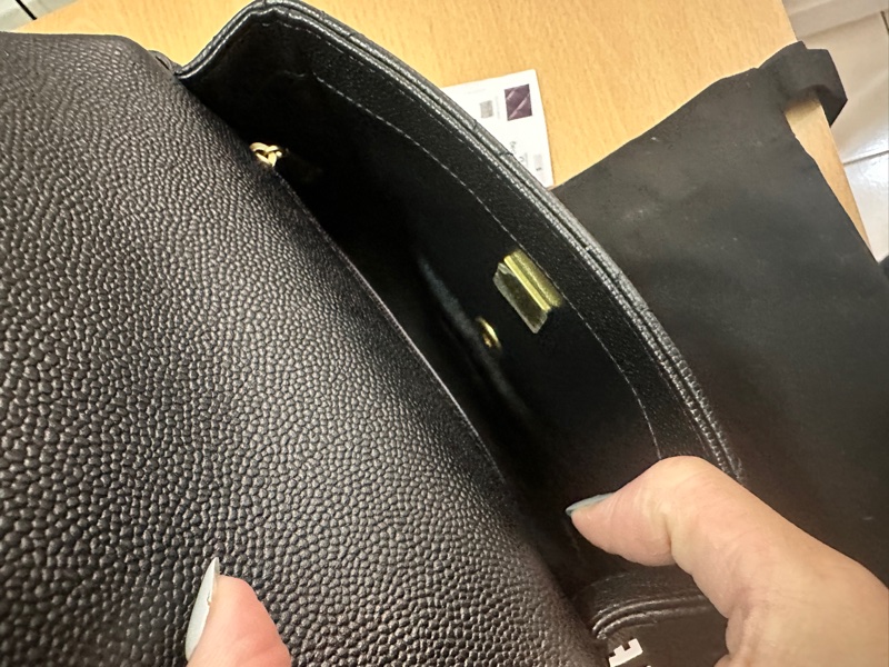 CHANEL香奈兒 愛心金球鏈條方胖子包 20公分荔枝皮-15