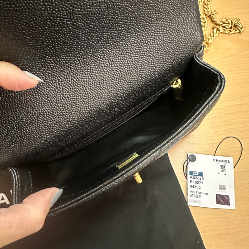 CHANEL香奈兒 愛心金球鏈條方胖子包 20公分荔枝皮-17