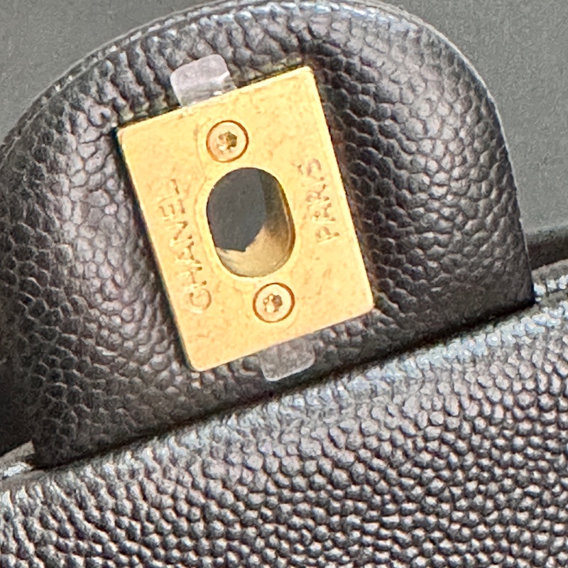 CHANEL香奈兒 愛心金球鏈條方胖子包 20公分荔枝皮-18