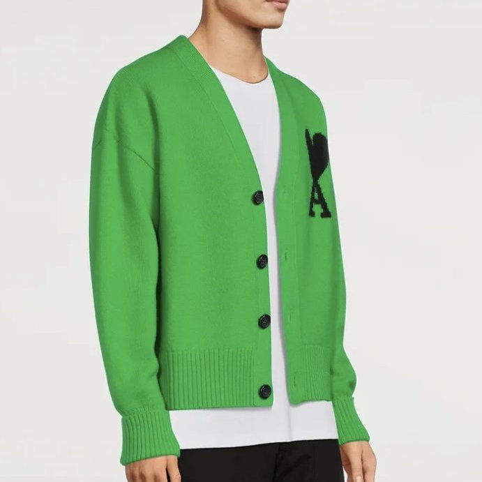 (全新) AMI 純初剪羊毛開襟罩衫 韓系寬版毛衣 愛心毛衣 潮流毛衣 中性服飾 S號-2