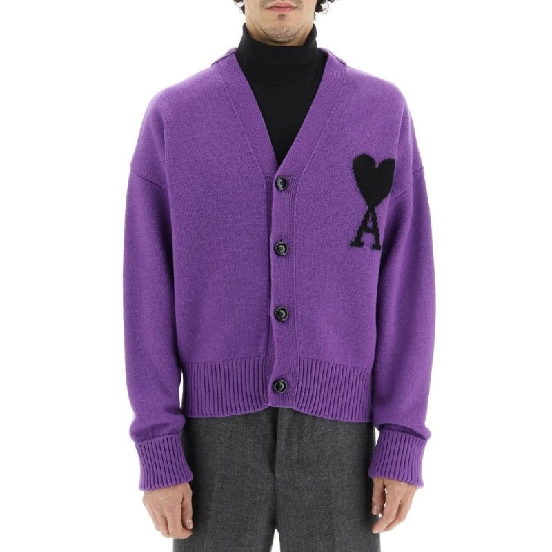 (二手) AMI 純初剪羊毛開襟罩衫 韓系寬版毛衣 愛心毛衣 潮流毛衣 中性服飾 S號-2