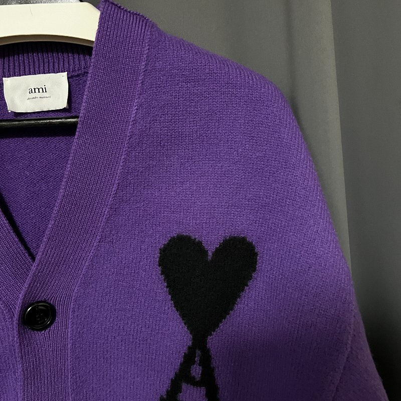 (二手) AMI 純初剪羊毛開襟罩衫 韓系寬版毛衣 愛心毛衣 潮流毛衣 中性服飾 S號-4