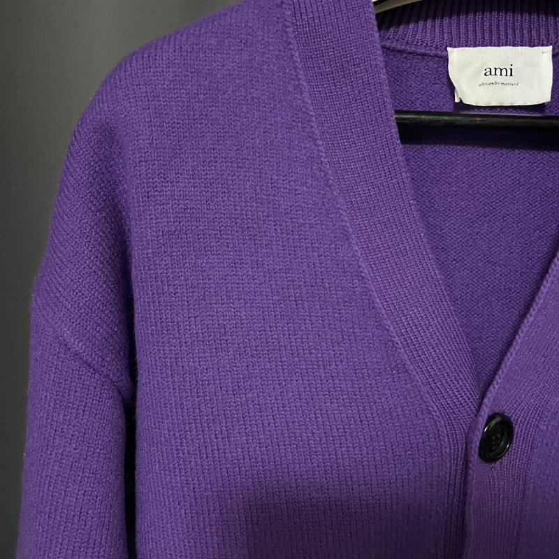 (二手) AMI 純初剪羊毛開襟罩衫 韓系寬版毛衣 愛心毛衣 潮流毛衣 中性服飾 S號-7