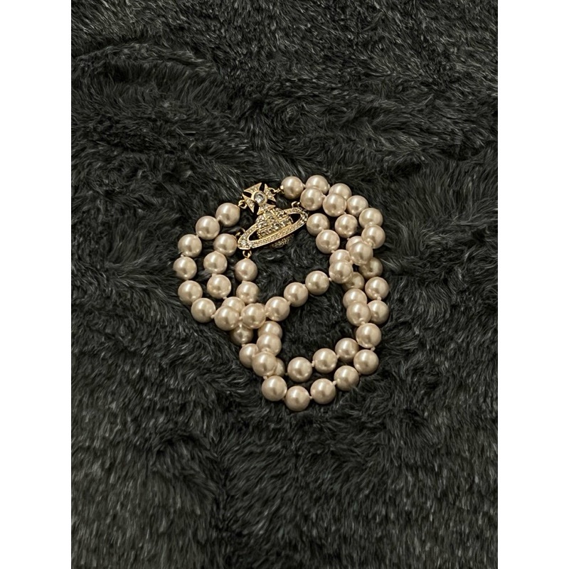 Vivienne Westwood 西太后 三層 珍珠 手鍊 金色-1