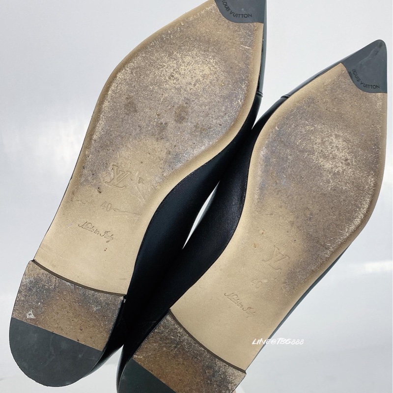 Louis Vuitton 尖頭平底鞋 黑色皮革LV-16