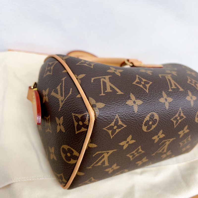 Lv speedy 20 奶茶米色肩帶-6