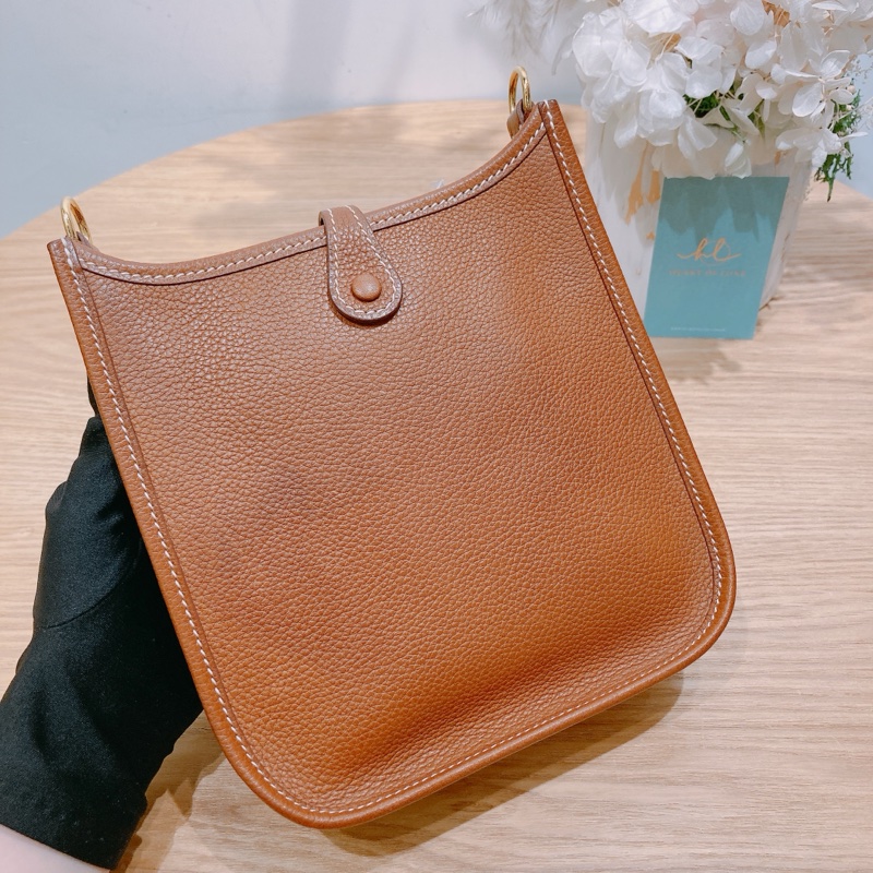 愛馬仕迷你伊芙琳 金棕金扣 TM皮 Mini Evelyne Gold Color-5