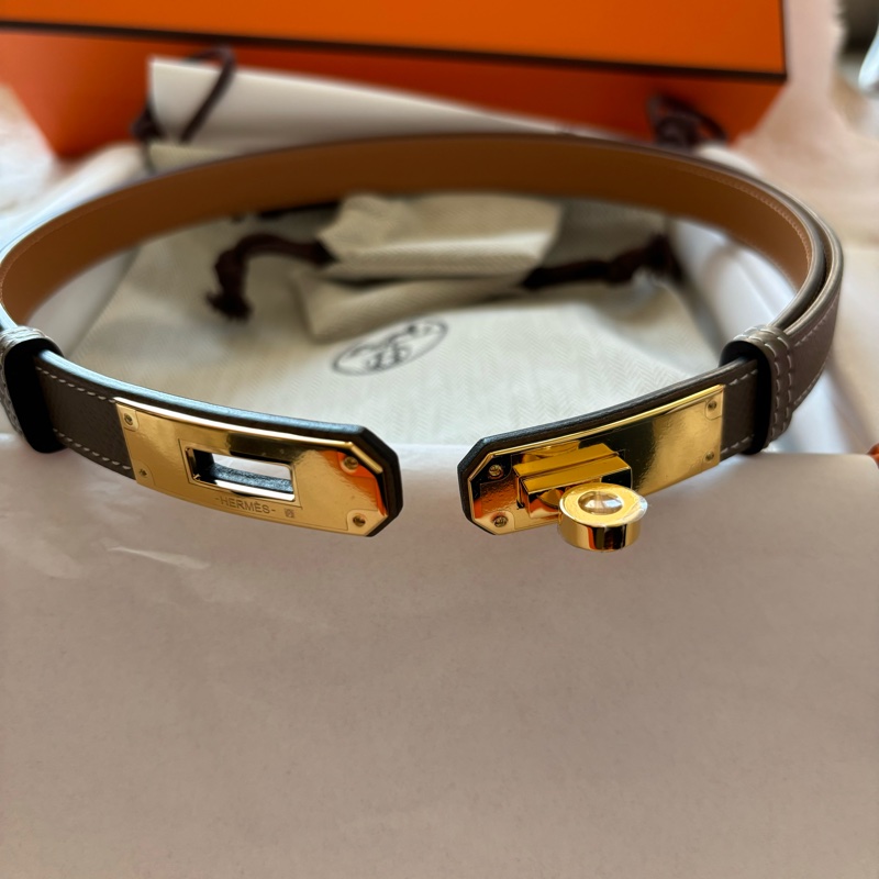 Hermes kelly 18腰帶大象灰金釦-1