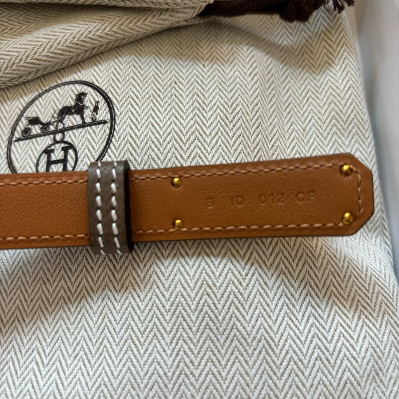 Hermes kelly 18腰帶大象灰金釦-6