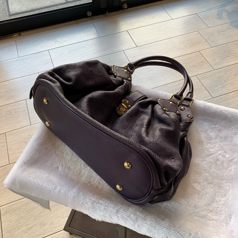 Louis Vuitton Mahina L號抓皺洞洞手提/肩背包(紫色)-0