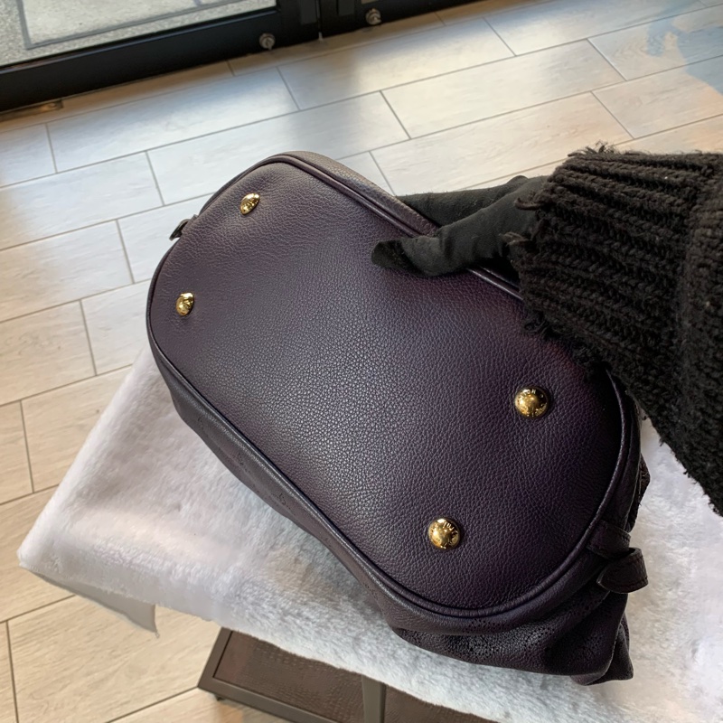 Louis Vuitton Mahina L號抓皺洞洞手提/肩背包(紫色)-5